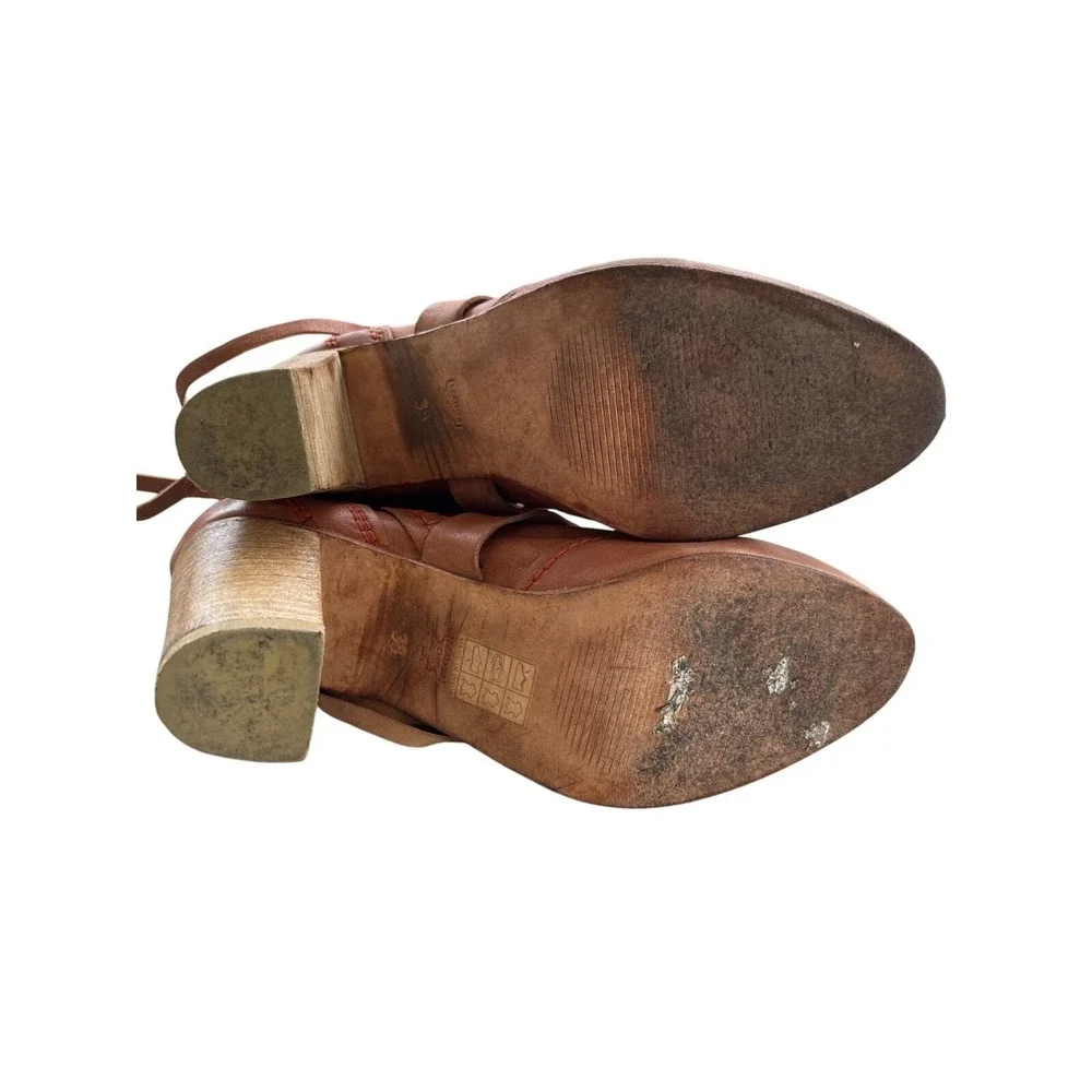 Free People Boots Size 38 / 7.5 Seven Wonders Heel Ankle‎ Booties Leather Rust